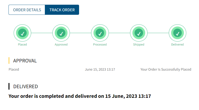 Customer order tracking interface