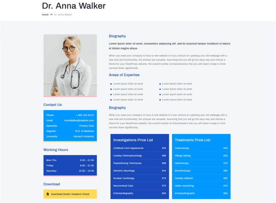 Doctor profile listings and filters